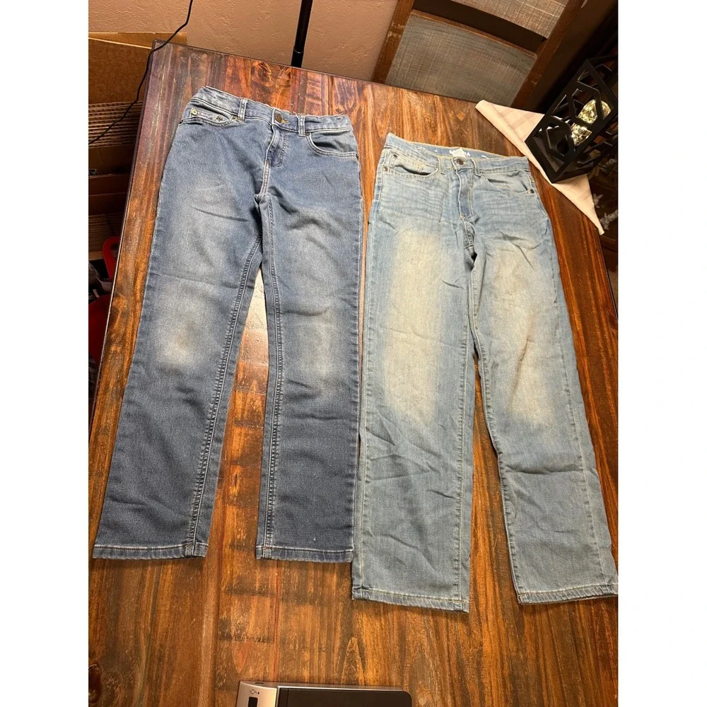 Lot of 2 Boys Jeans Sonoma Flexwear Light Wash & Wonder Nation Slim Blue Size 14